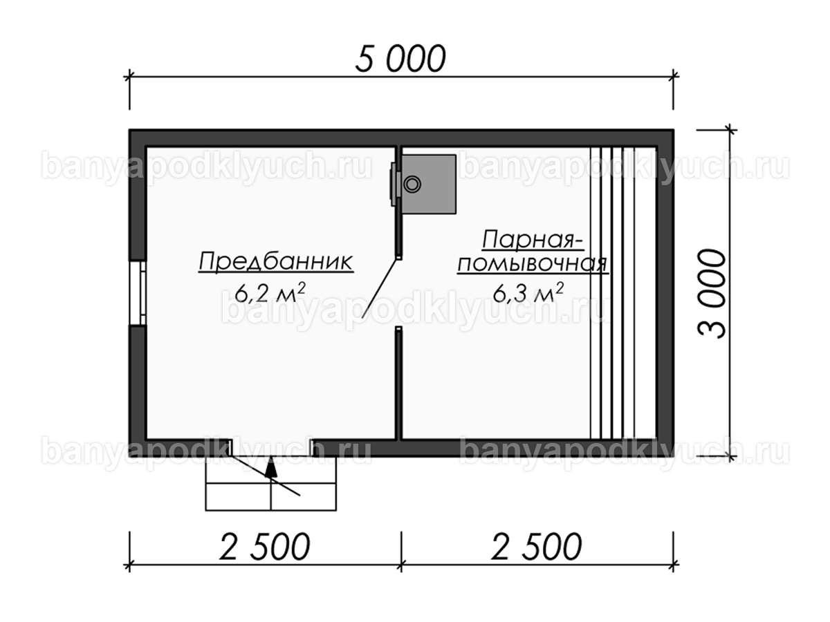 Каркасная баня 5x3 м Каркасная баня 5x3 м